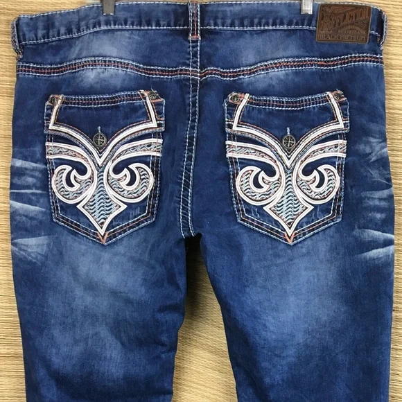 Affliction Black Premium Mens Blue Distressed Hot Rod Denim Size 42